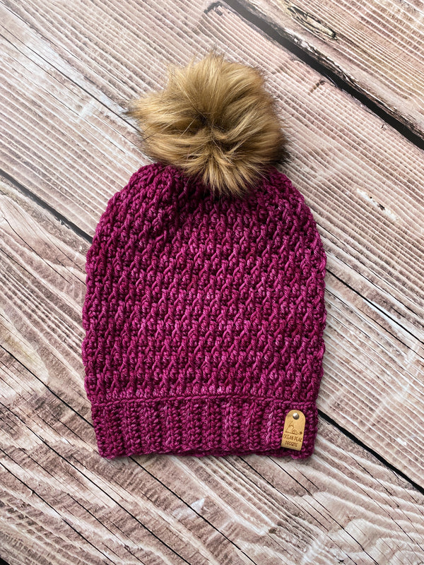 Timberline Beanie - Adult Slouchy- Holly Hock